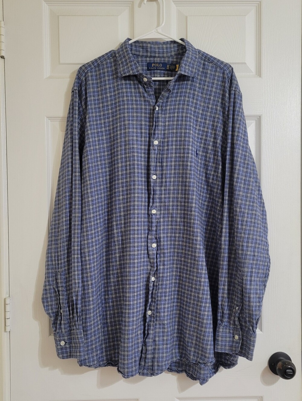 Polo by Ralph Lauren Blue Plaid Button-Down Flannel Shirt XLT
